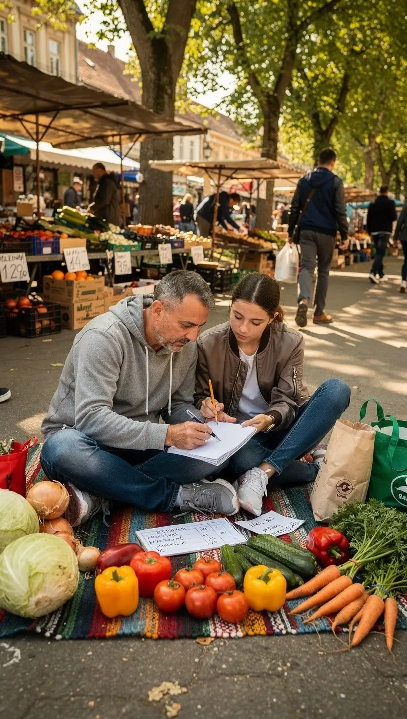 Kezdő személy gazdasági tervező jegyzetfüzettel és pénzügyi kalkulátorral az asztalon, amely segít a költségvetés megtervezésében.